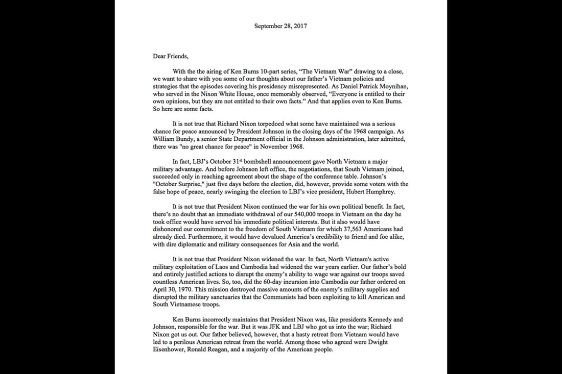 A Letter from Tricia Nixon Cox and Julie Nixon Eisenhower