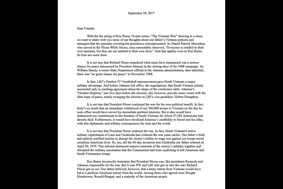 A Letter from Tricia Nixon Cox and Julie Nixon Eisenhower