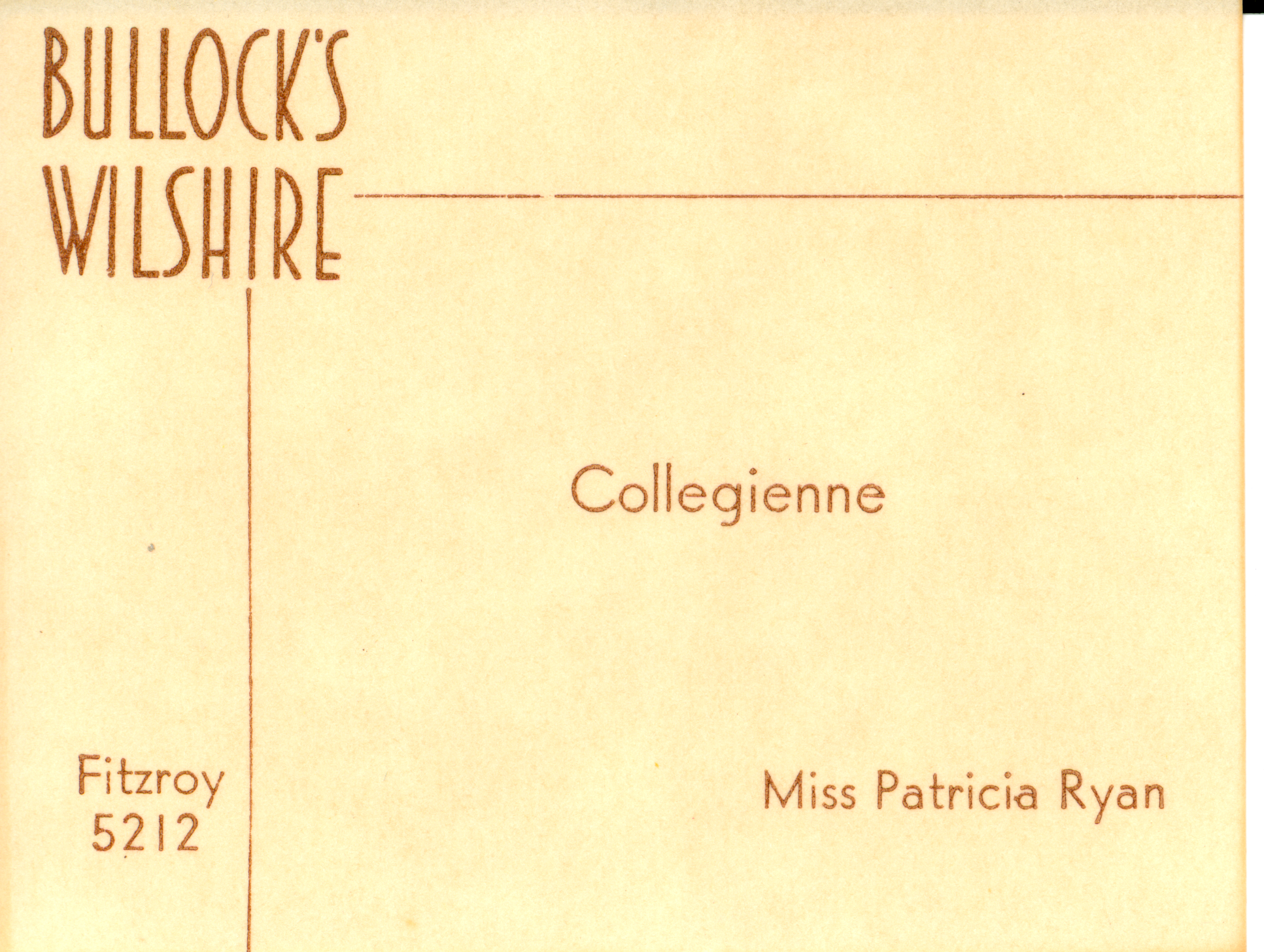 Pat Nixon’s Bullock’s Business Card