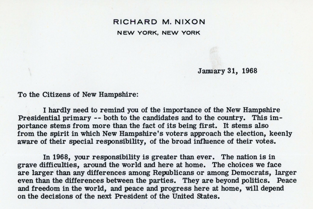 Richard Nixon’s Letter to New Hampshire