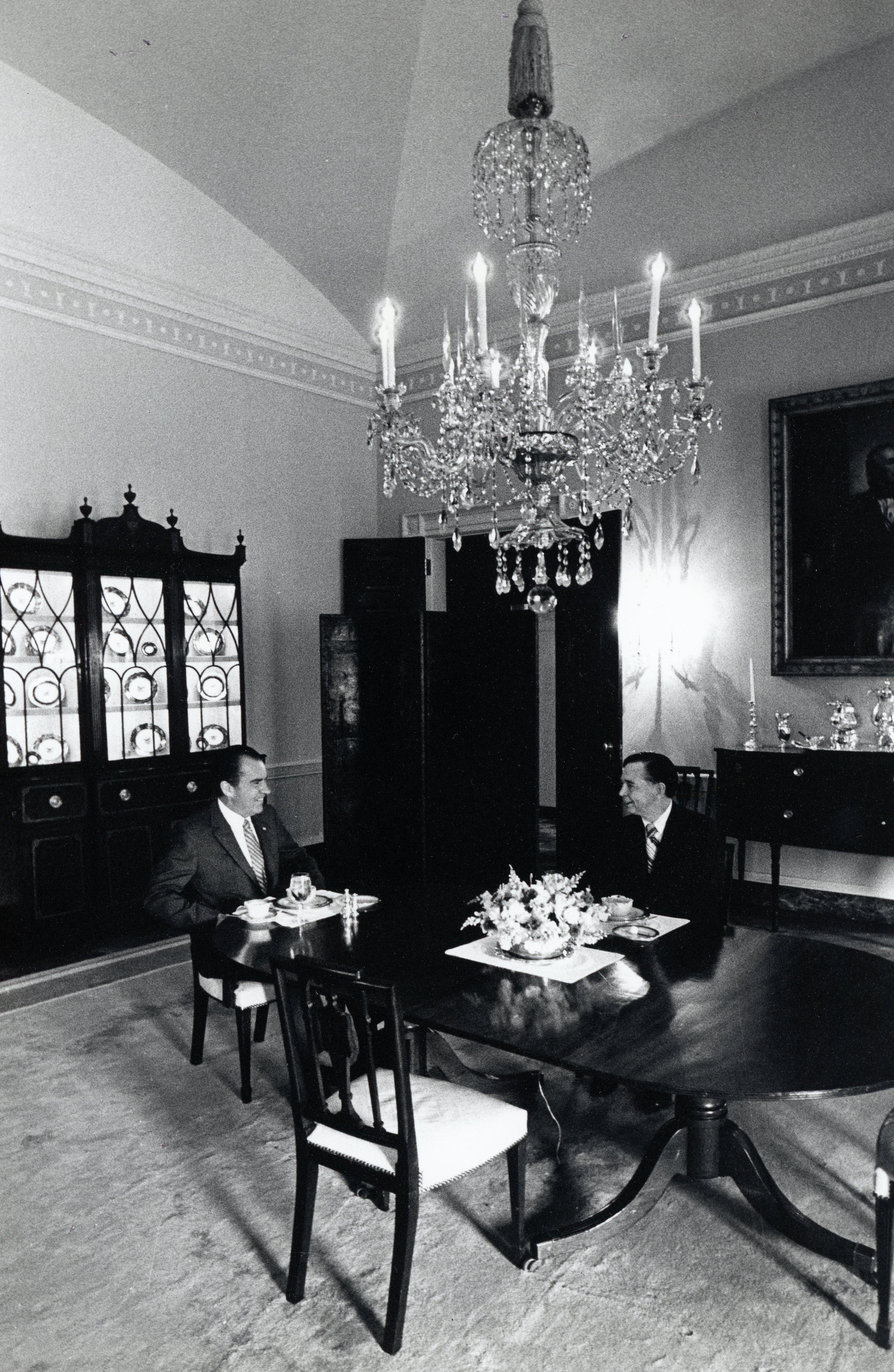 1e. President Nixon having breakfast with Speaker of the House Carl Albert 6-28-71 (6699-04) (2)
