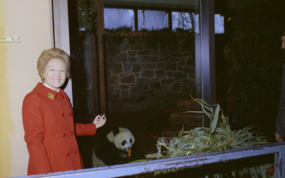 First Lady Pat Nixon welcomed a pair of pandas to the National Zoo 50 years ago.