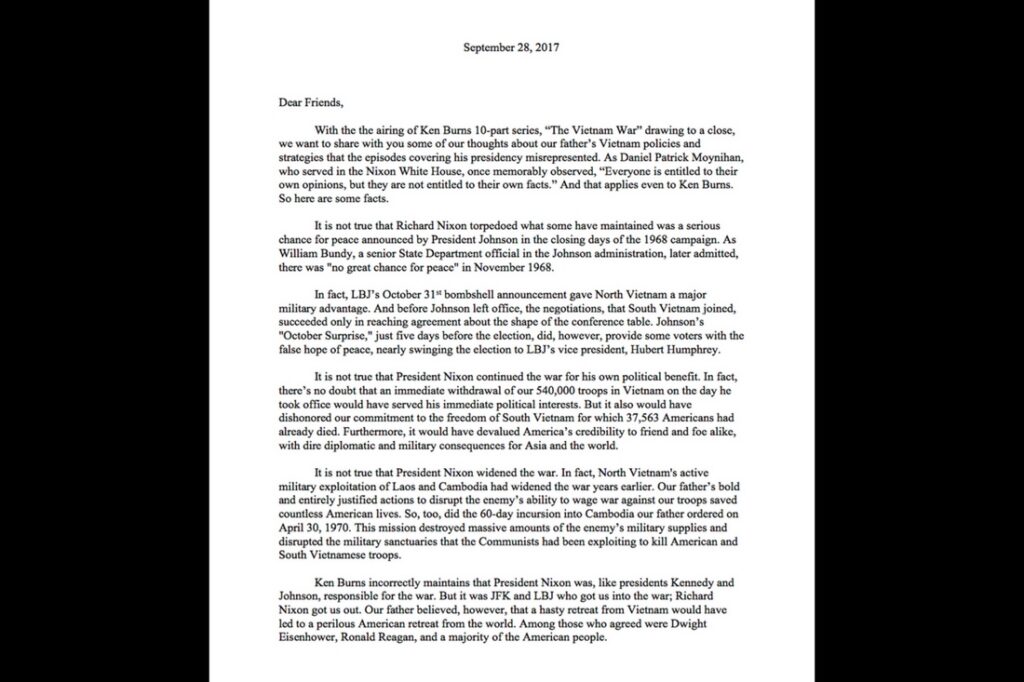 A Letter from Tricia Nixon Cox and Julie Nixon Eisenhower